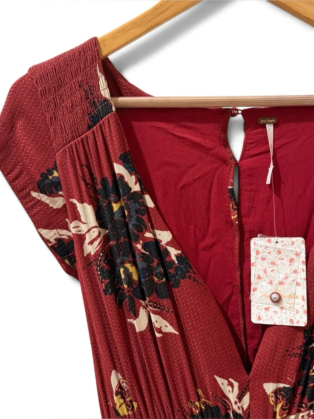 Free People All I Got Printed Maxi Dress Red Floral Tie Waist NWT 0